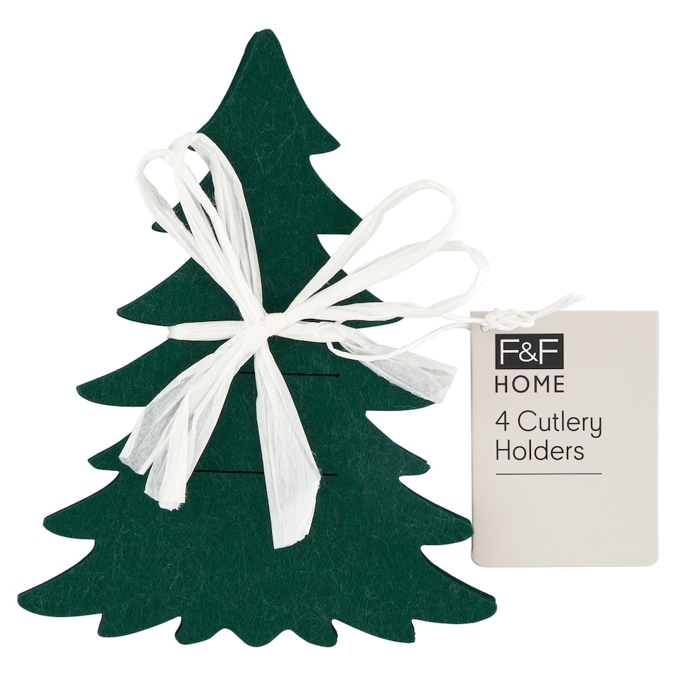F&F Home Felt Tree Cutlery Holder 18 x 14 cm 4 pcs