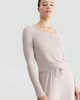 image 1 of The F&F Edit Henley Top and Drawstring Bottoms Pyjamas in Cream