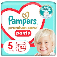 Pampers Premium Care plienkové nohavičky veľkosť 5, 34 plienok, 11kg-17kg