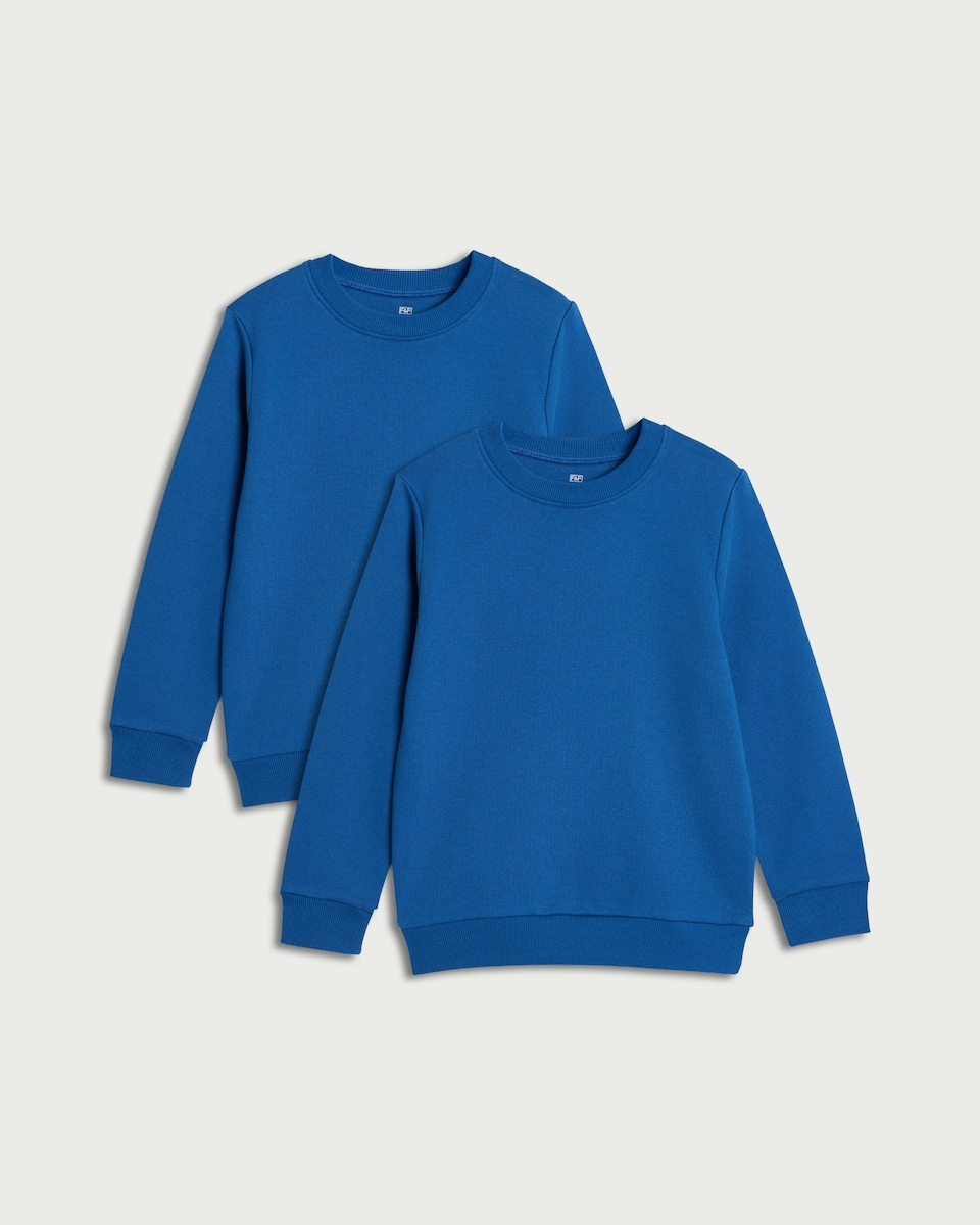 image 1 of F&F School Unisex 2-Pack Cotton Rich Sweatshirts in Blue