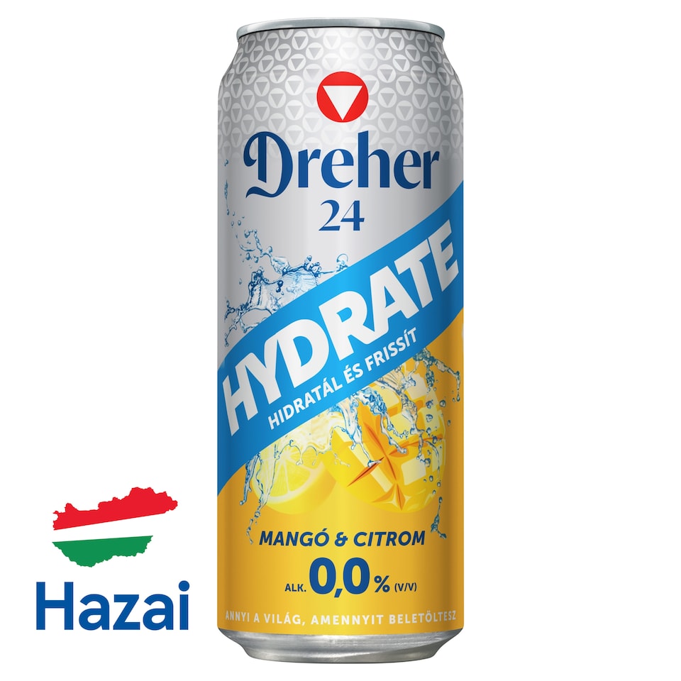 Dreher 24 Hydrate alkoholmentes világos sör és mangó-citrom ízű ital keveréke 0,0% 0,5 l  1. kép