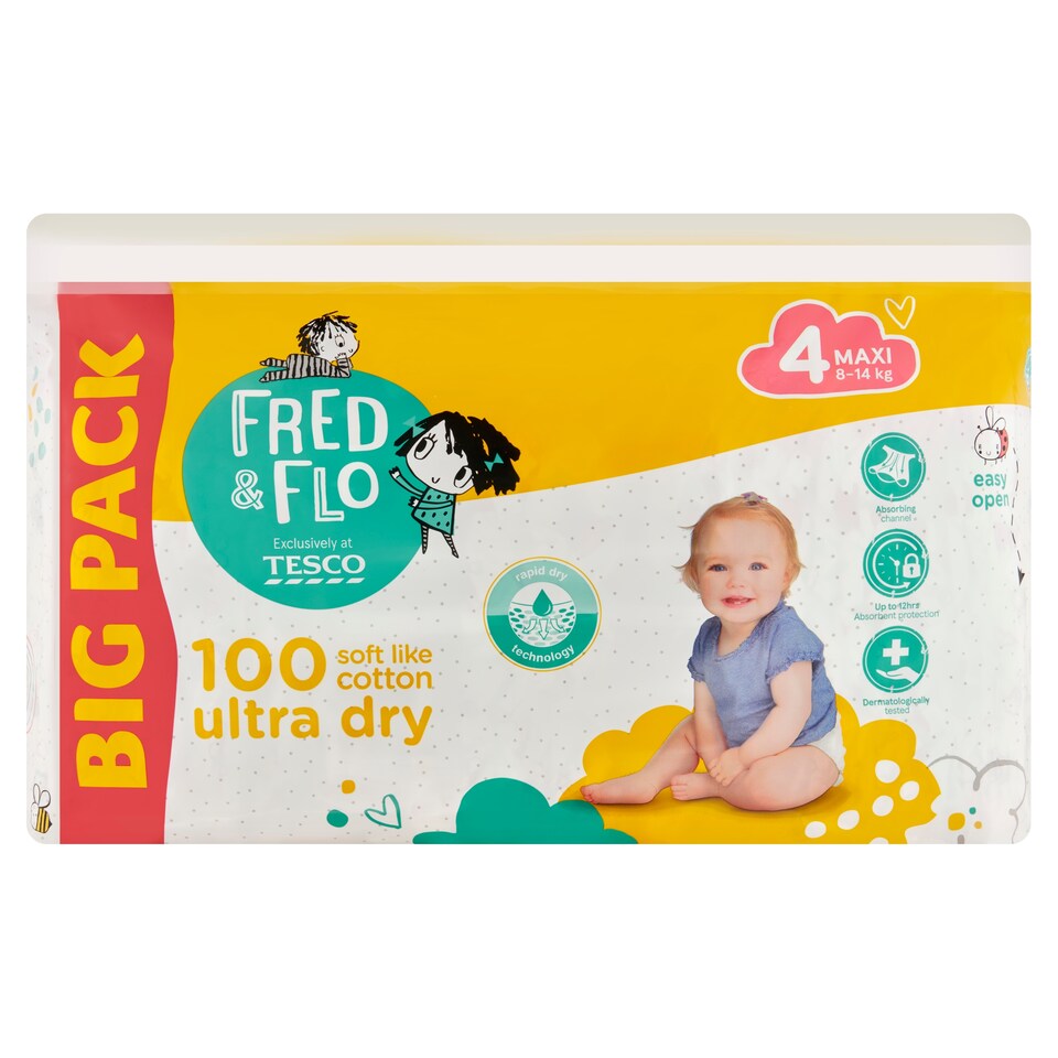 obrázok 1 z Fred & Flo Ultra Dry plienky Maxi 4 8-14 kg 100 ks