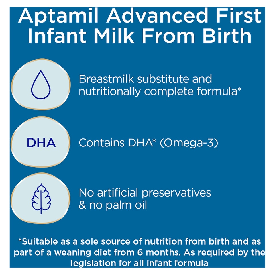 image 1 of Aptamil Advanced 1 First Baby Milk Formula Liquid Ready to Feed from Birth 200ml