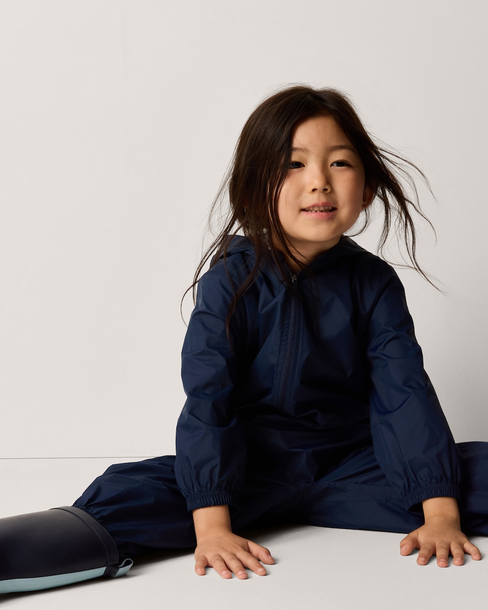 image 1 of F&F School Unisex Zip Up Puddlesuit in Navy