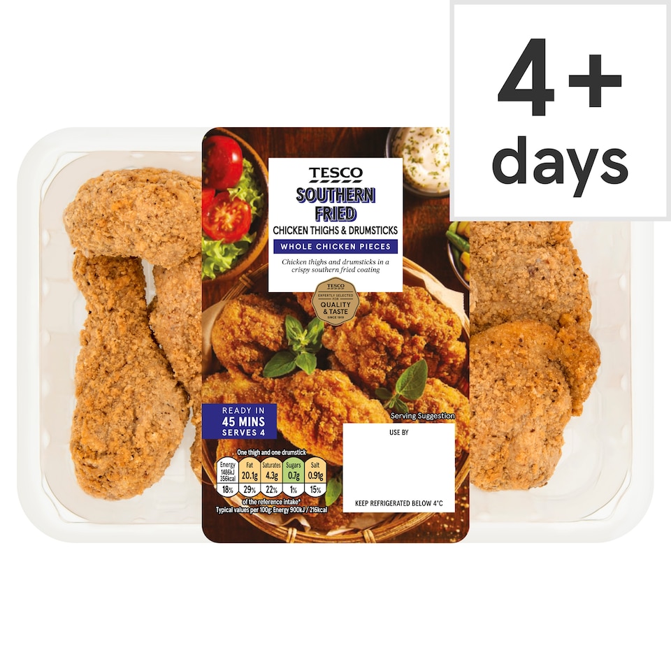 Tesco Southern Fried Chicken Thighs & Drumsticks 800G