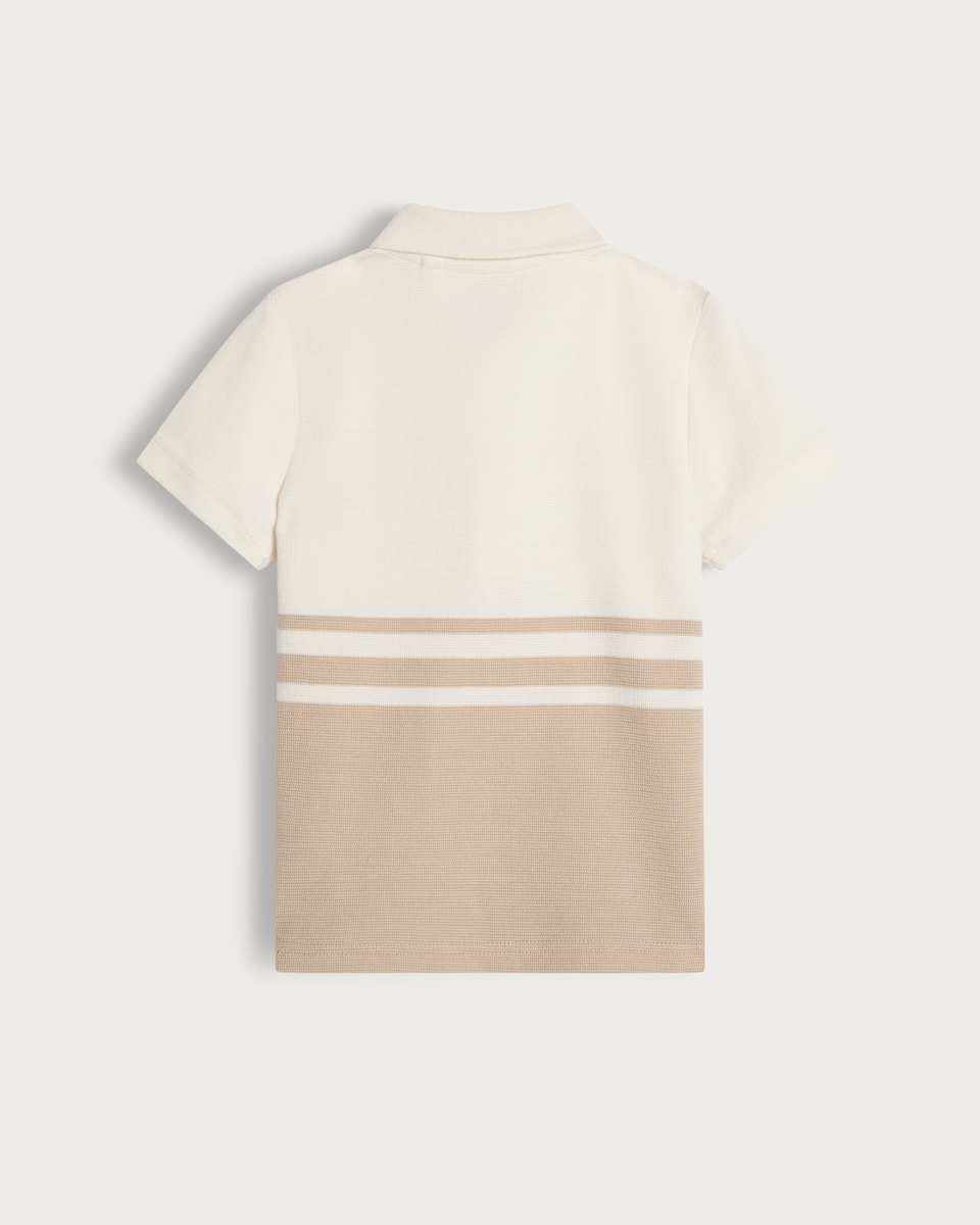 image 1 of F&F Boys Zip Neck Polo Shirt in Stone