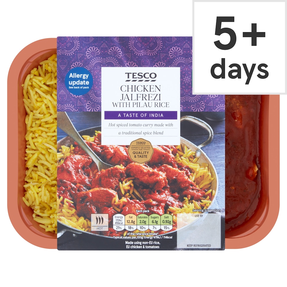 Tesco Chicken Jalfrezi With Pilau Rice 400G
