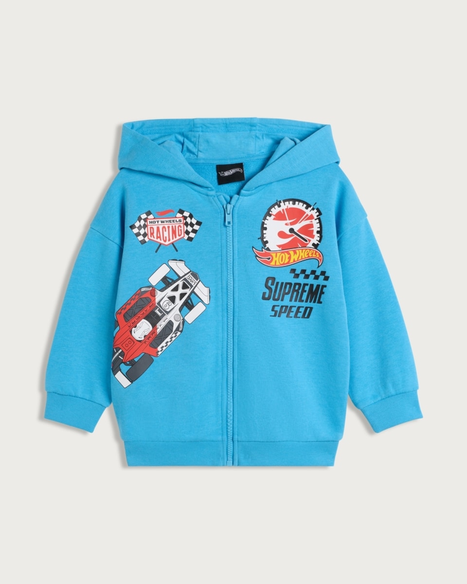 image 1 of Hot Wheels Cotton Rich Supreme Speed Zip Up Hoodie in Blue