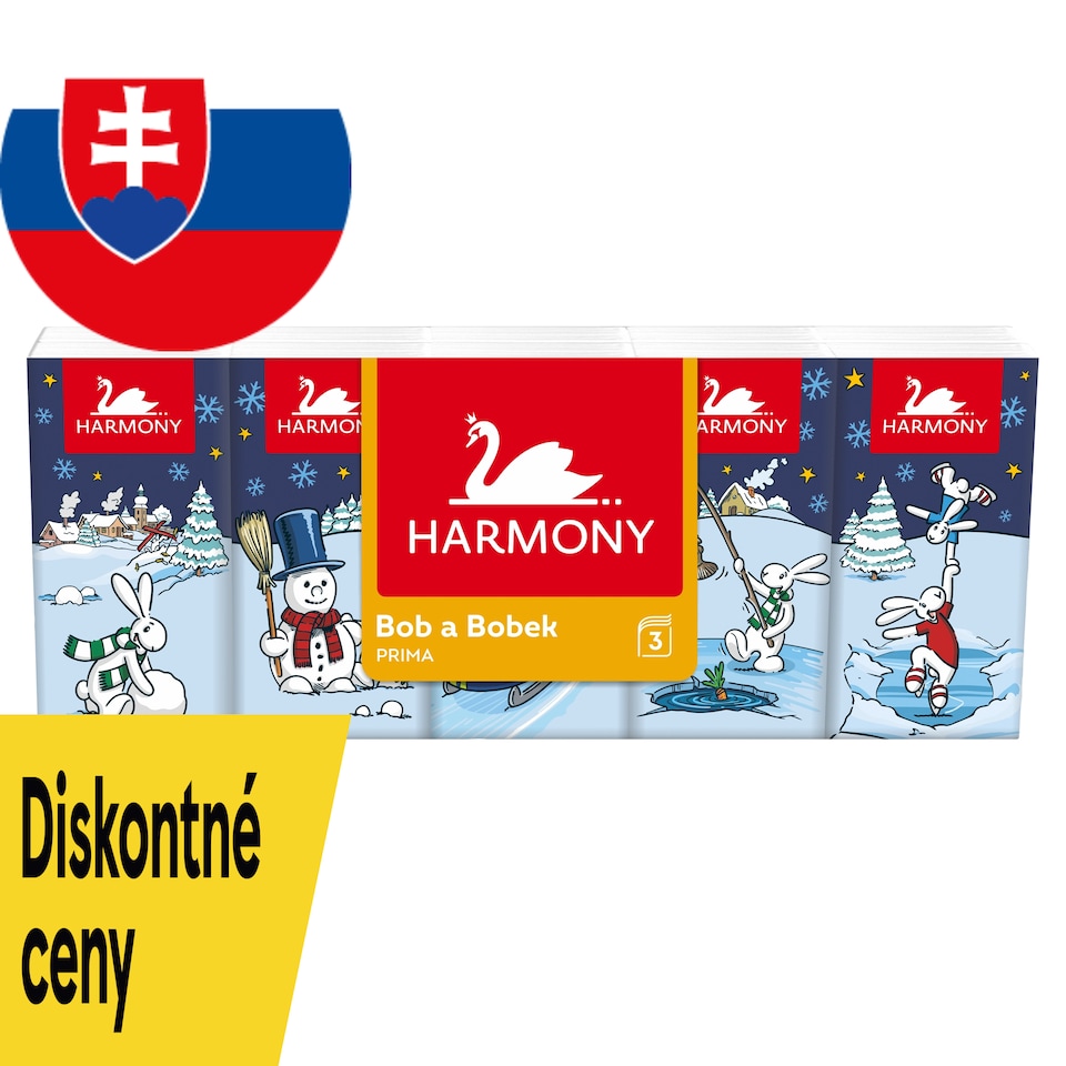 obrázok 1 z Harmony Bob a Bobek Soft Prima papierové vreckovky 3 vrstvy 10 x 10 ks