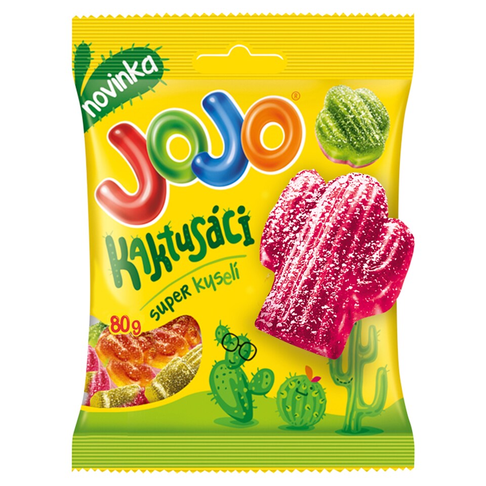 JOJO Kaktusáci mix kyselých želé bonbónů s náplní i bez náplně, s ovocnými příchutěmi 80g