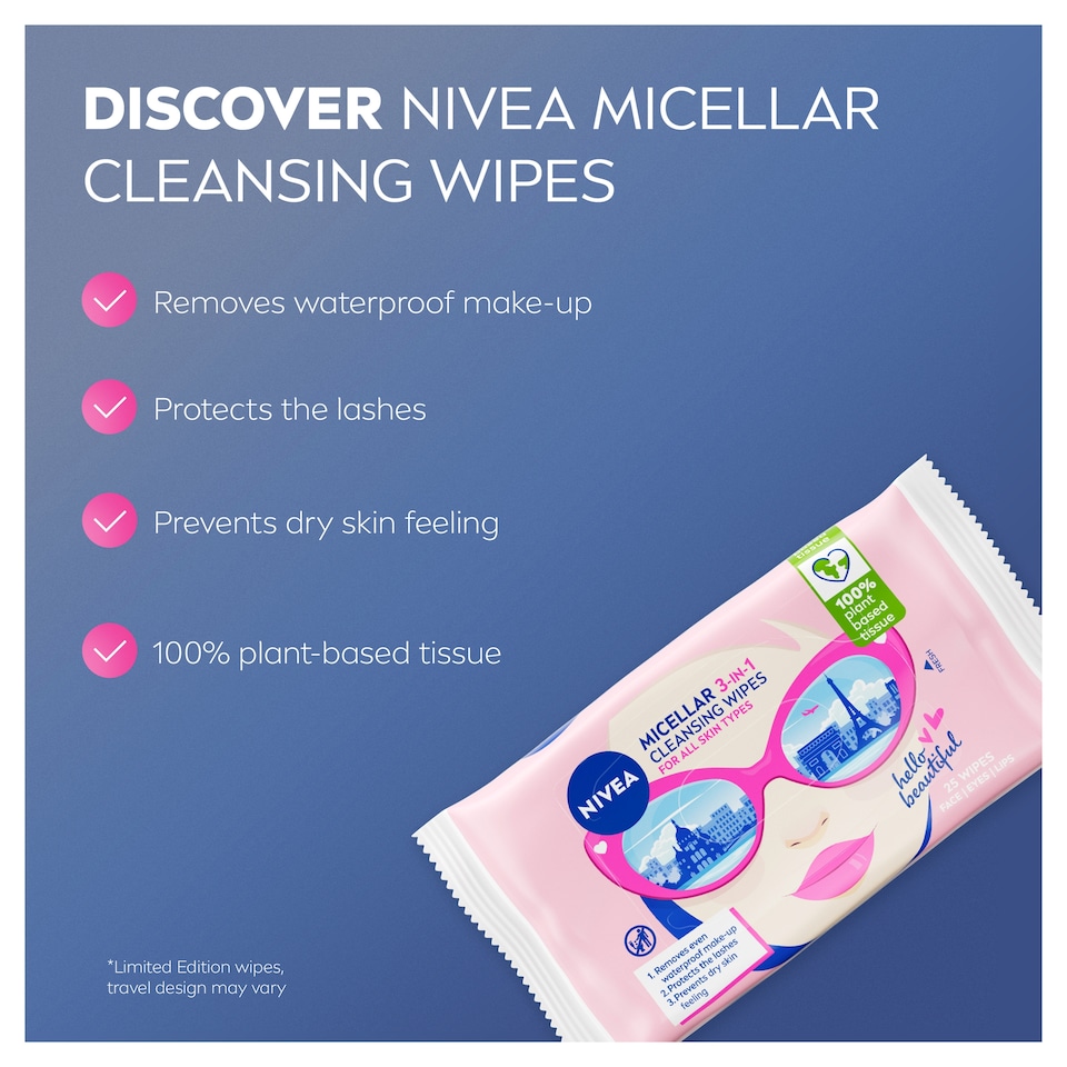 image 1 of NIVEA MicellAir Cleansing Face Wipes 25 Pack