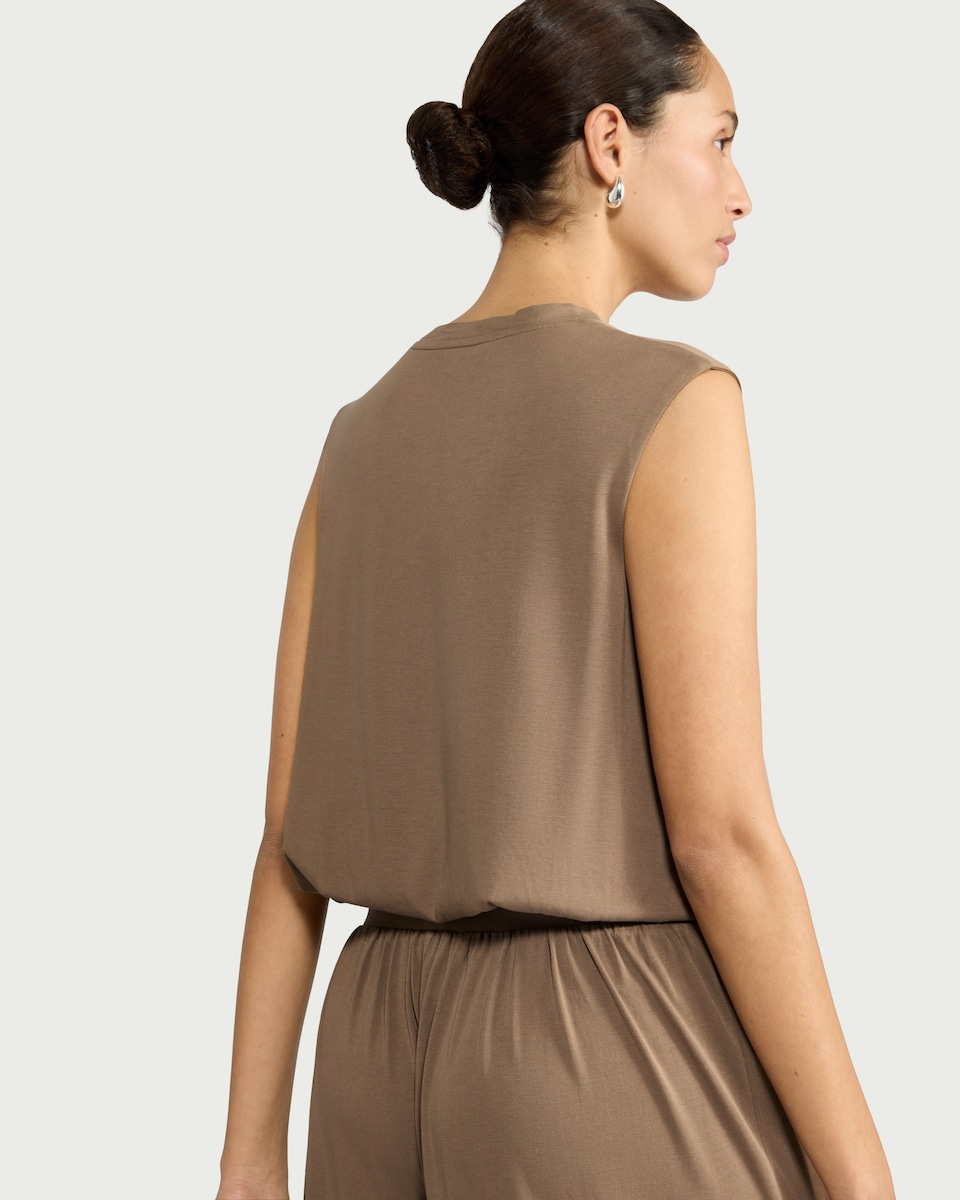 image 1 of F&F Sleeveless Bubble Hem Co-ord Top in Brown