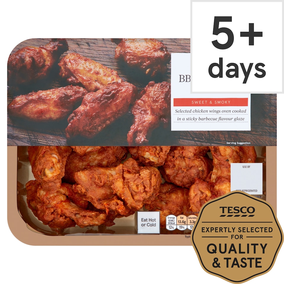 Tesco Ready To Eat Bbq Roast Chicken Wings 525G
