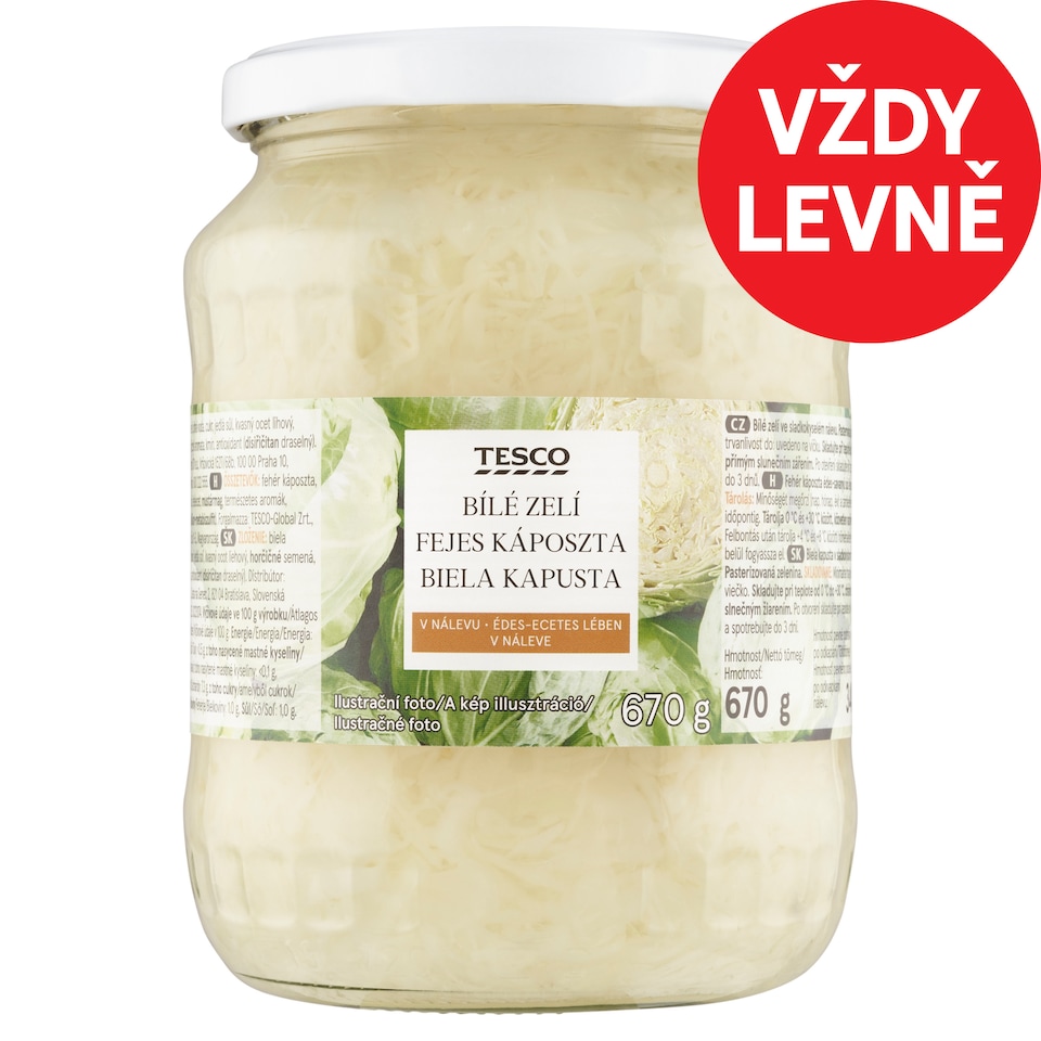 Tesco Pickled White Cabbage 670g