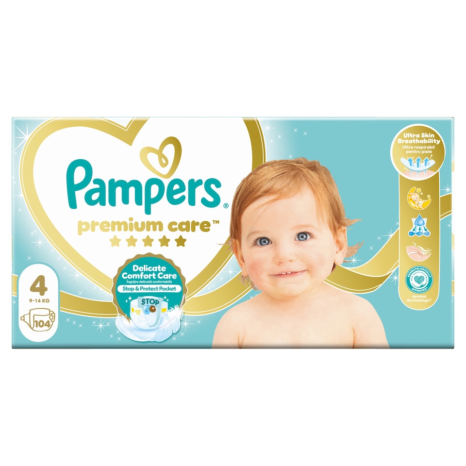 Pampers Premium Care, Méret: 4, 104 Pelenka, 9kg-14kg 1. kép