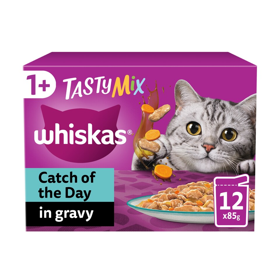 image 1 of Whiskas Tasty Mix Catch Of The Day In Gravy 12X85g