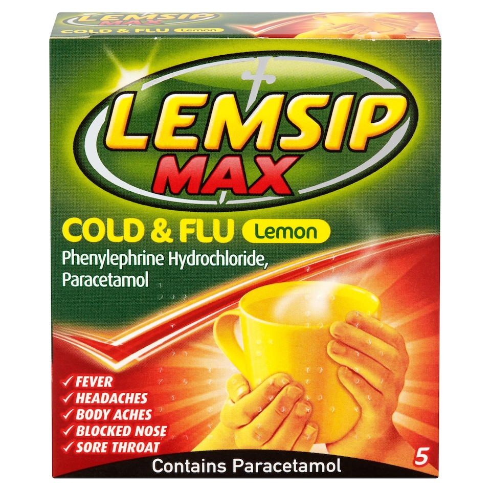 image 1 of Lemsip Max Cold & Flu Lemon Sachets 5 Sachets (Pfs)