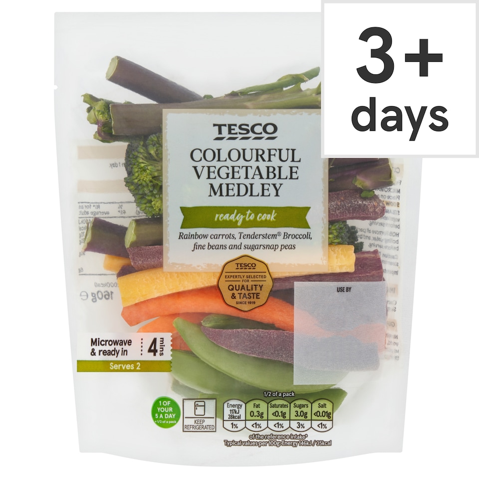 image 1 of Tesco Colourful Vegetable Medley 160g