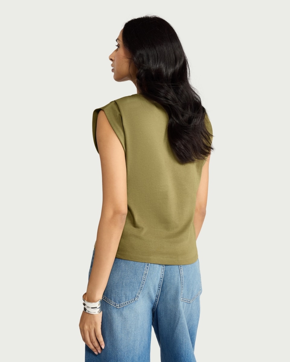 image 1 of F&F Pure Cotton Sleeveless Top in Olive