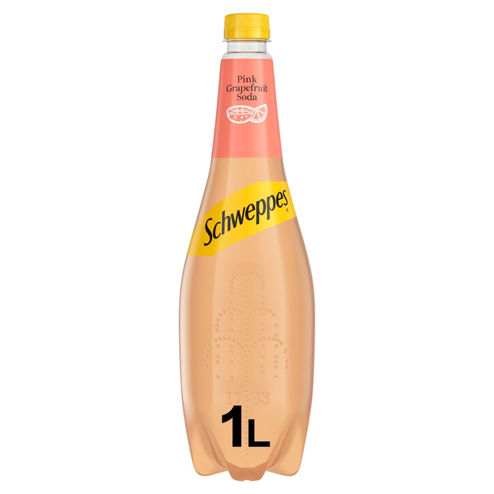 Schweppes Pink Grapefruit Soda Drink 1 Litre