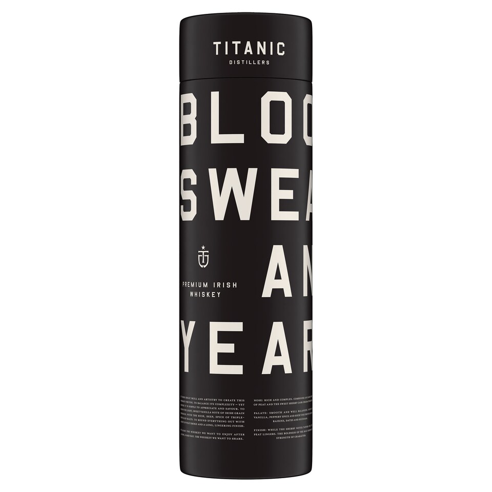 image 1 of Titanic Distillers Irish Whiskey Blood Sweat & Years 70Cl