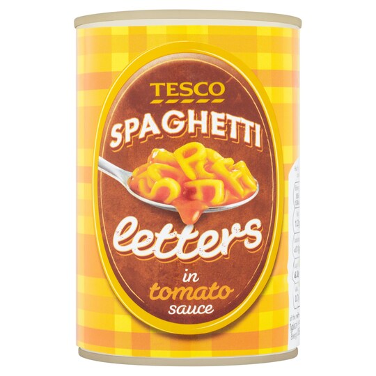 Tesco Spaghetti Letters 410G Tesco Groceries
