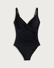 image 4 of F&F Contour Ruched Wrap Front Swimsuit in Black