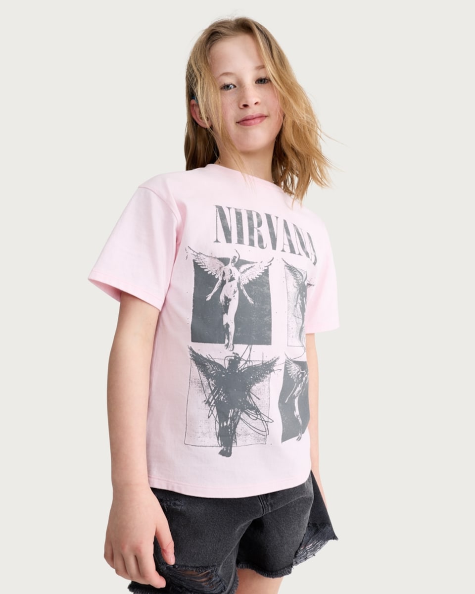 image 1 of Nirvana Pure Cotton Short Sleeved T-Shirt in Pink