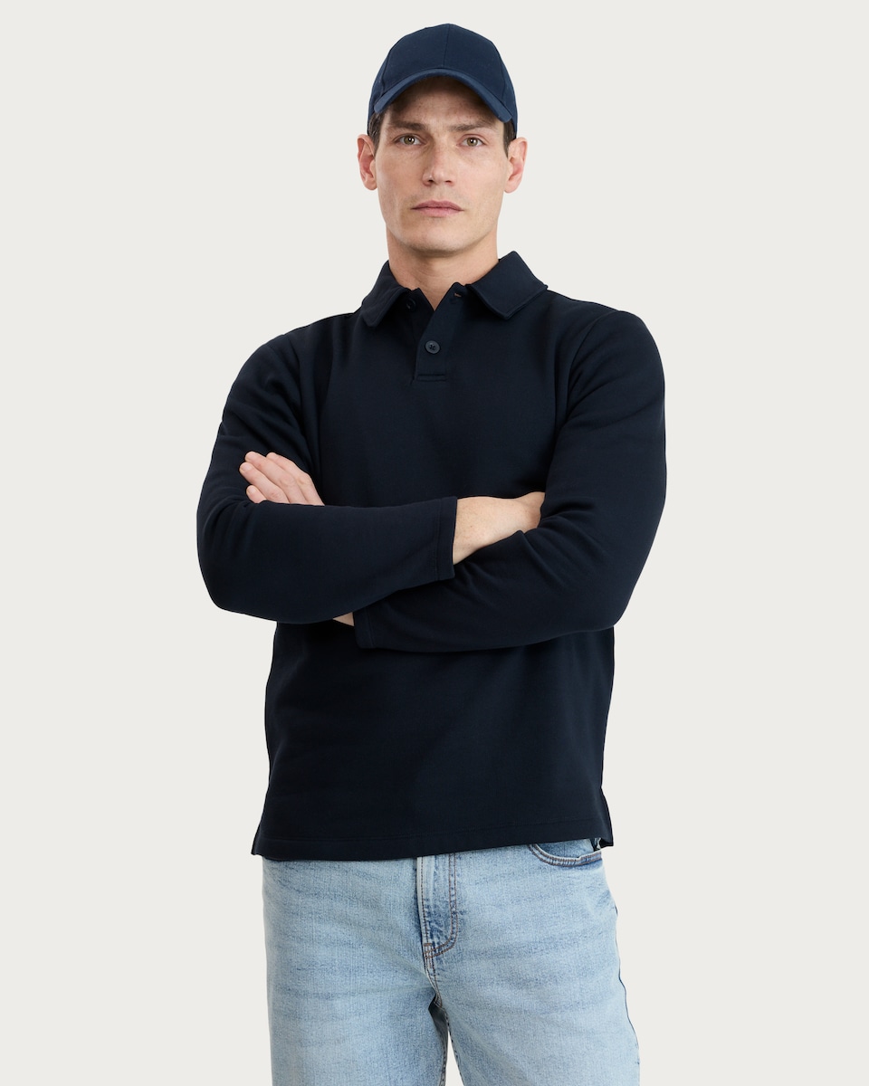 image 1 of F&F Pure Cotton Long Sleeved Rugby Shirt in Navy