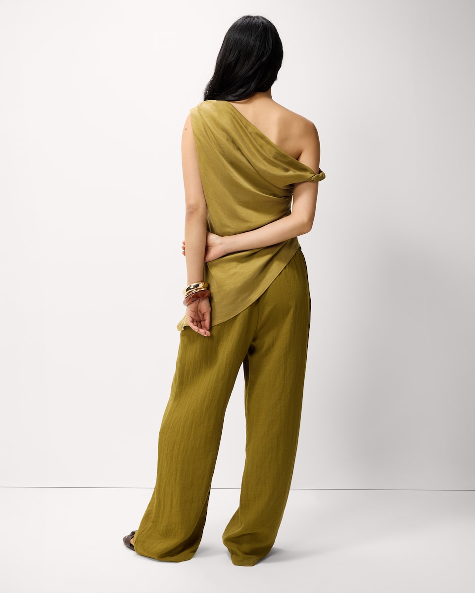 image 1 of F&F Textured Wide Leg Trousers in Khaki