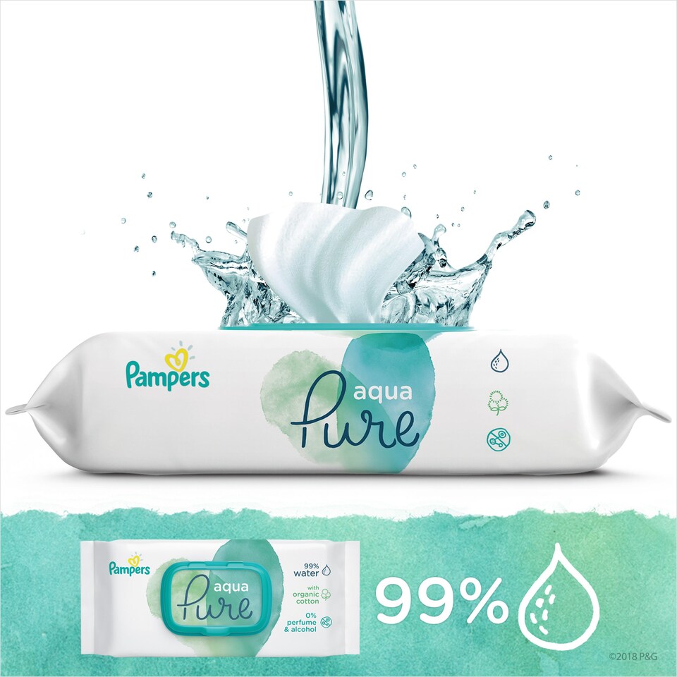 image 1 of Pampers Aqua Pure Protection Wipes 70 Pack