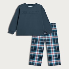 F&F Boys Cotton Rich Chillout Slogan Pyjamas in Navy