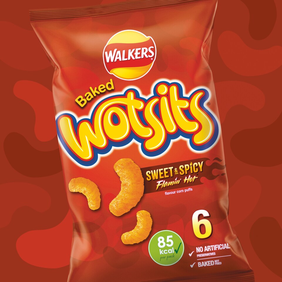 image 1 of Walkers Wotsits Flamin' Hot Multipack Crisps 6x16g