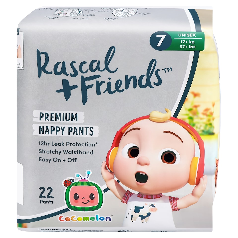 Rascals Premium Cocomelon Nappy Pants Size 7 22 Pack