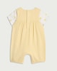 image 2 of F&F Baby 2-Piece Ribbed Dungarees and Bodysuit Set in Yellow