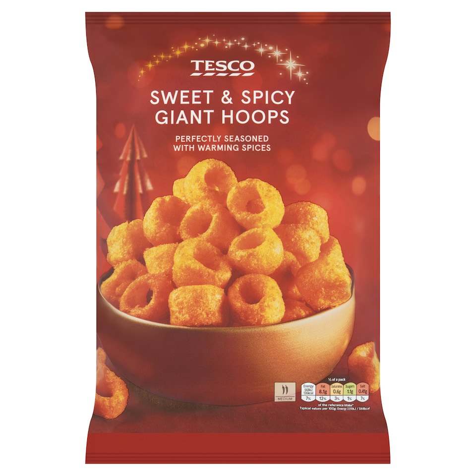 TESCO Sweet and Spicy Mega Hoops 125g