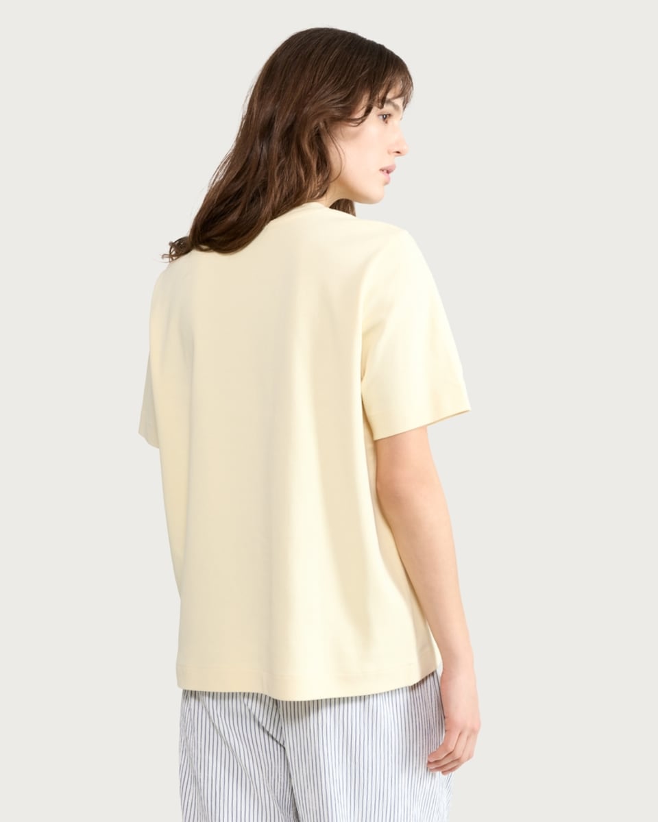 image 1 of F&F Pure Cotton Heavyweight Crew Neck T-Shirt in Yellow