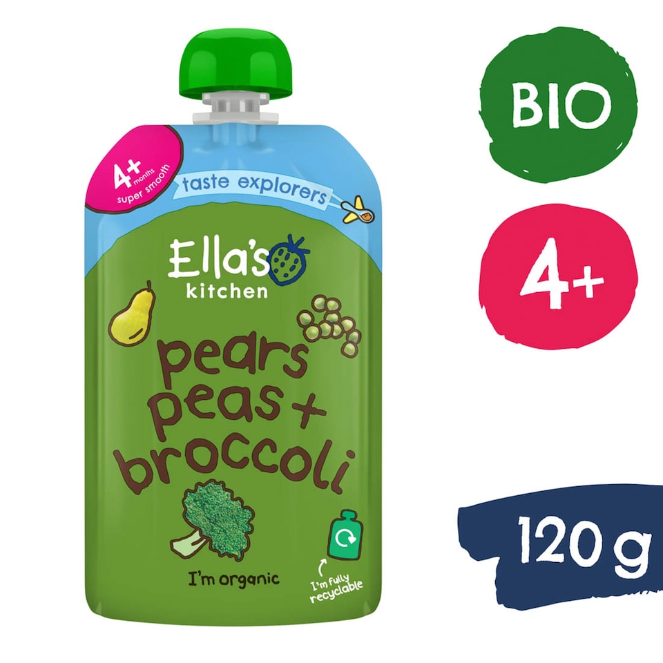 Ella's Kitchen Bio hruška, hrášek a brokolice 120g
