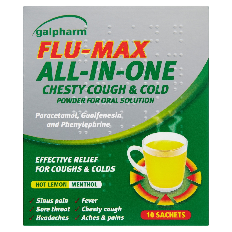 Galpharm All-in-One Chesty Cough & Cold Hot lemon Sachets x10