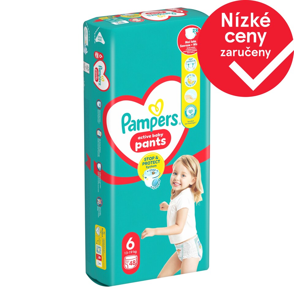 Obrázek 1 pro produkt Plenkové Kalhotky Pampers Active Baby Pants, Velikost 6, 48 Plenky, 13kg-19kg