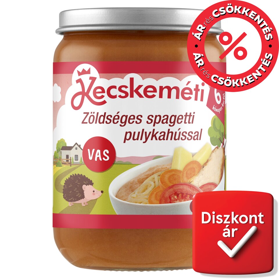 Kecskeméti Baby Food with Vegetable Spaghetti with Turkey 6 Months+ 190 g