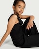 image 1 of F&F Girls Textured One Shoulder Top in Black