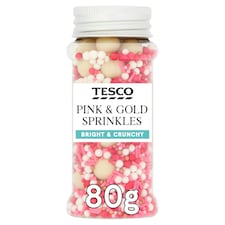 Tesco Pink And Gold Sprinkles 80G