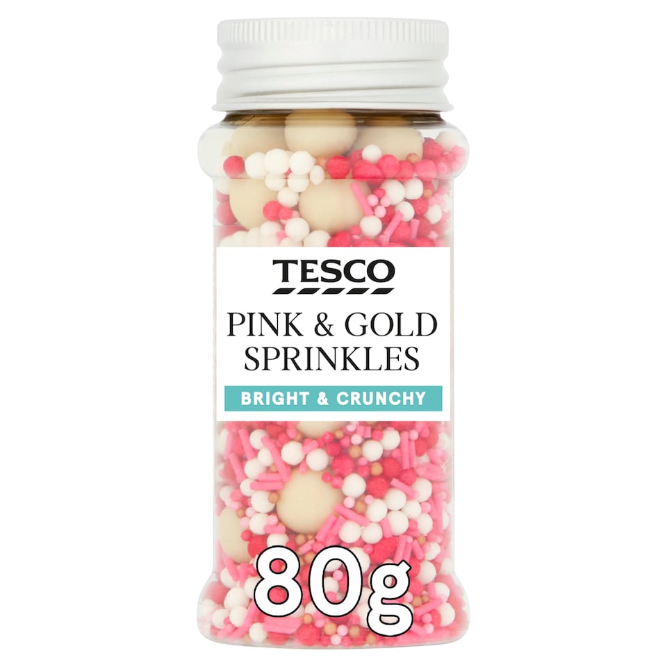 Tesco Pink And Gold Sprinkles 80G