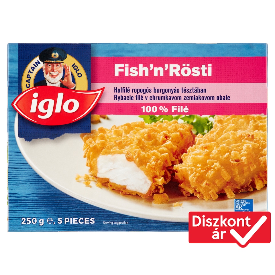 Iglo Fish'n'Rösti gyorsfagyasztott halfilé ropogós burgonyás tésztában 5 db 250 g