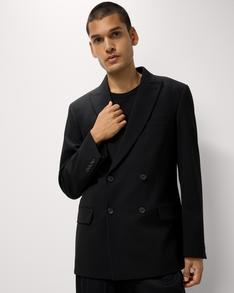 image 1 of F&F Tailored Fit Double Breasted Formal Suit Jacket in Navy