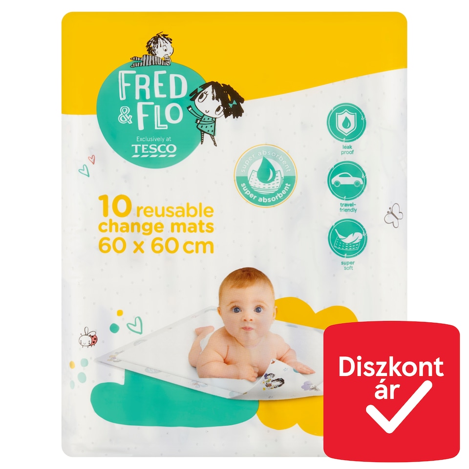 image 1 of Fred & Flo Reusable Change Mats 60 cm x 60 cm 10 pcs