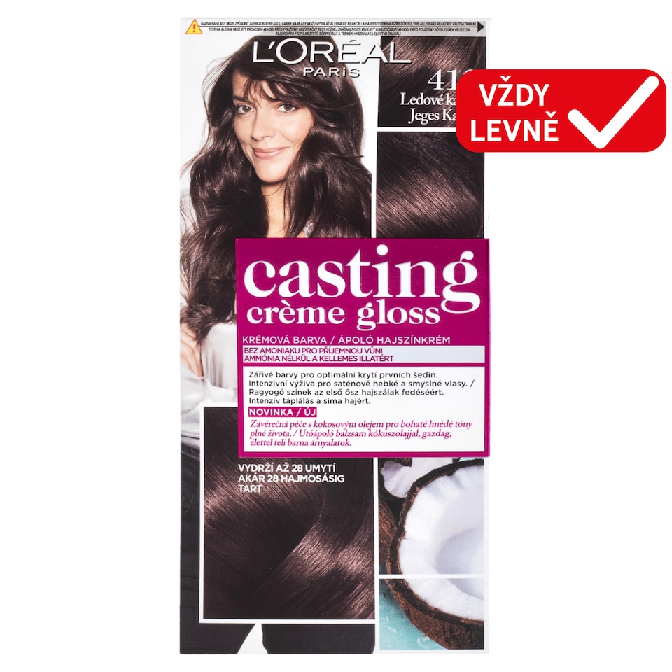 L'Oréal Paris Casting Creme Gloss semipermanentní barva na vlasy 412 ledové kakao, 48 +72 +60 ml