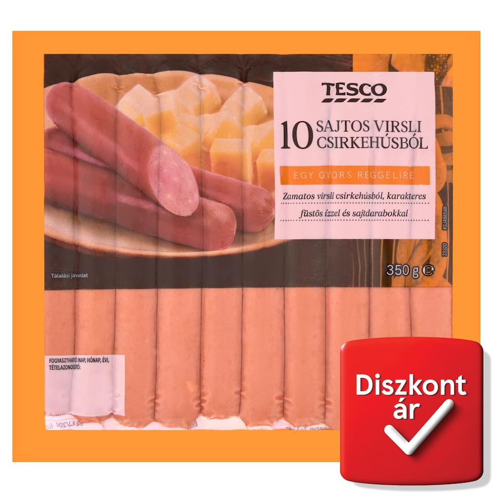Tesco sajtos virsli csirkehúsból 10 db 350 g