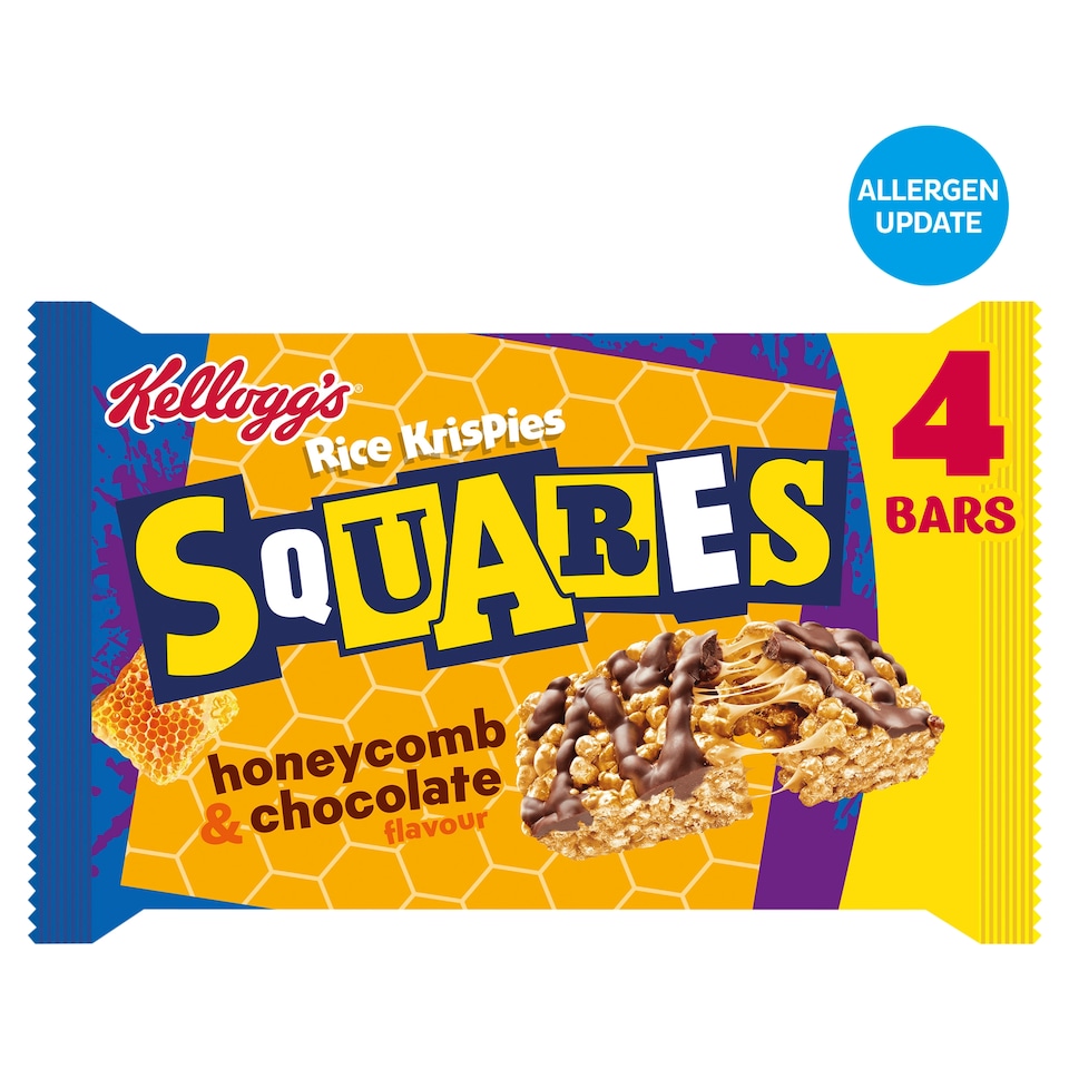 Kellogg's Rice Krispies Squares Honeycomb & Chocolate Snack Bars 4x31g
